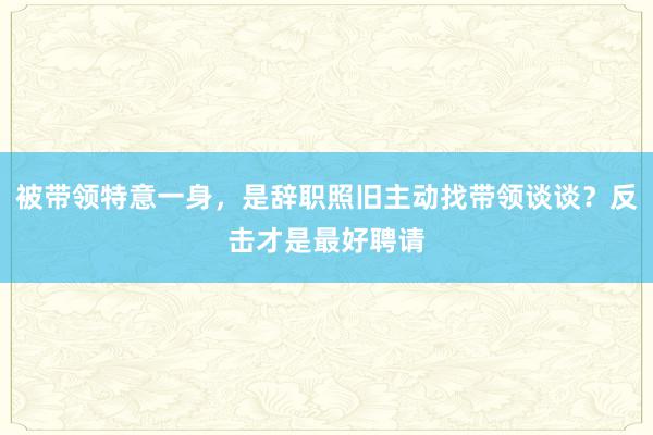 被带领特意一身，是辞职照旧主动找带领谈谈？反击才是最好聘请