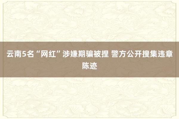 云南5名“网红”涉嫌期骗被捏 警方公开搜集违章陈迹