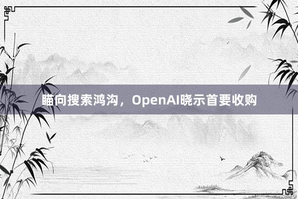 瞄向搜索鸿沟，OpenAI晓示首要收购