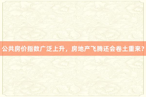 公共房价指数广泛上升，房地产飞腾还会卷土重来？