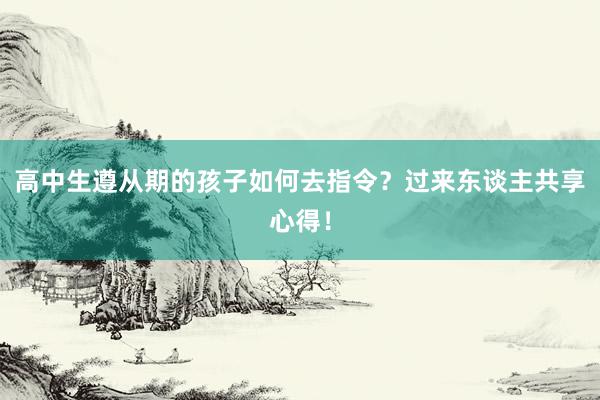 高中生遵从期的孩子如何去指令？过来东谈主共享心得！