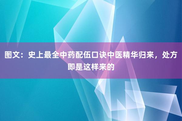 图文：史上最全中药配伍口诀中医精华归来，处方即是这样来的