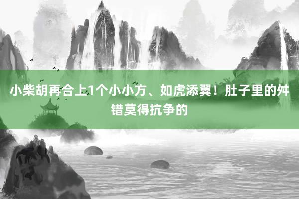 小柴胡再合上1个小小方、如虎添翼！肚子里的舛错莫得抗争的