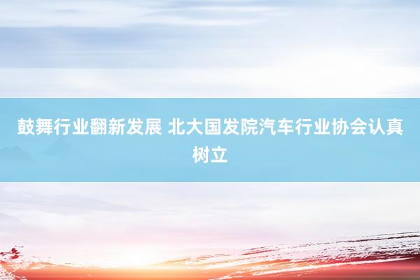 鼓舞行业翻新发展 北大国发院汽车行业协会认真树立